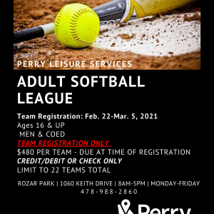 Adult Softball Registration - Spring 2021 Photo for Adult Softball Registration - Spring 2021