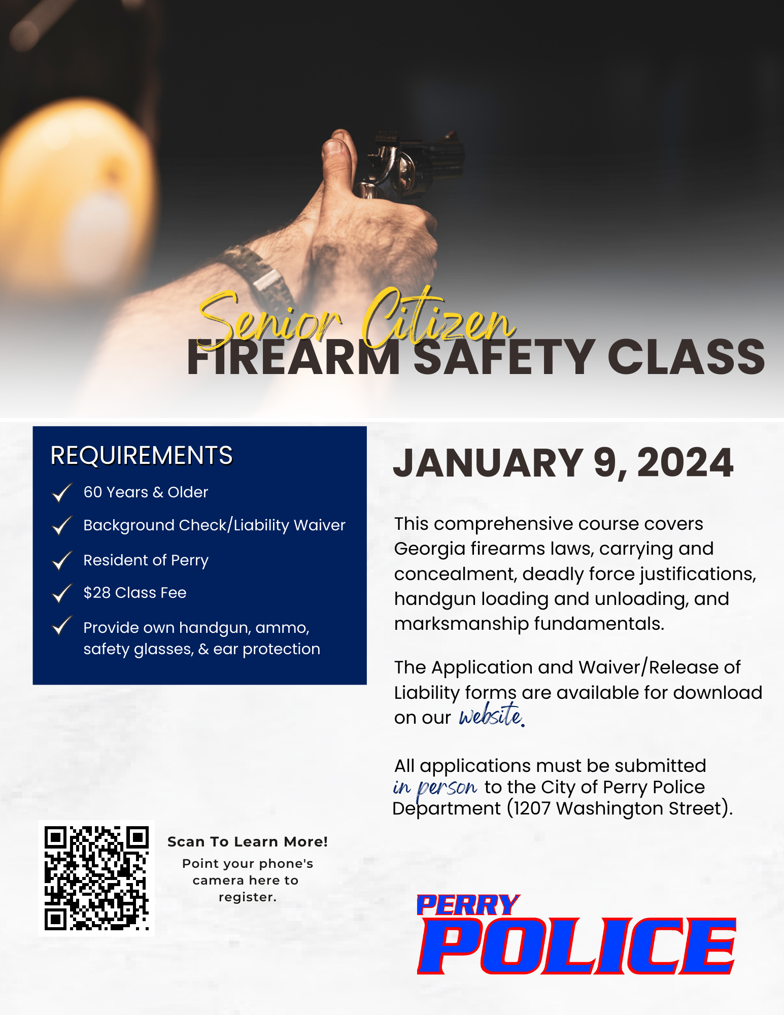 Photo for Perry Police Department To Host Senior Citizen Firearm Safety Class