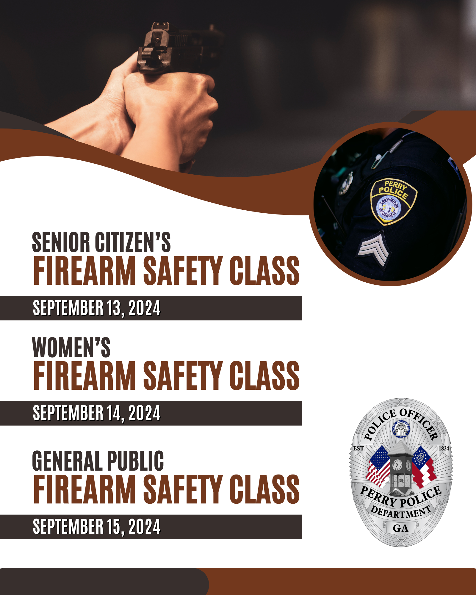 Photo for Perry Police Department to Host 3 Firearm Safety Classes In September