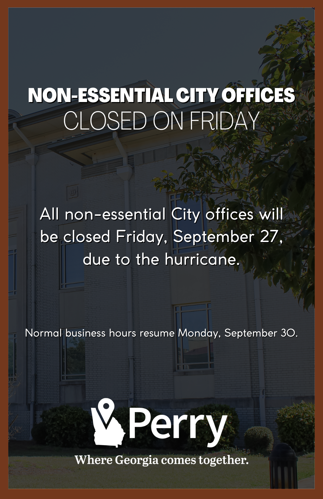 Photo for Non-Essential City Offices Closures (September 27)