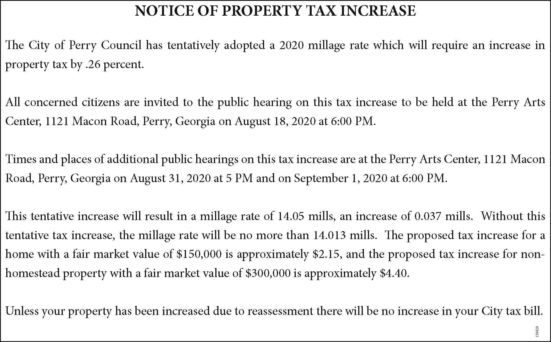 Photo for Notice of Property Tax Increase