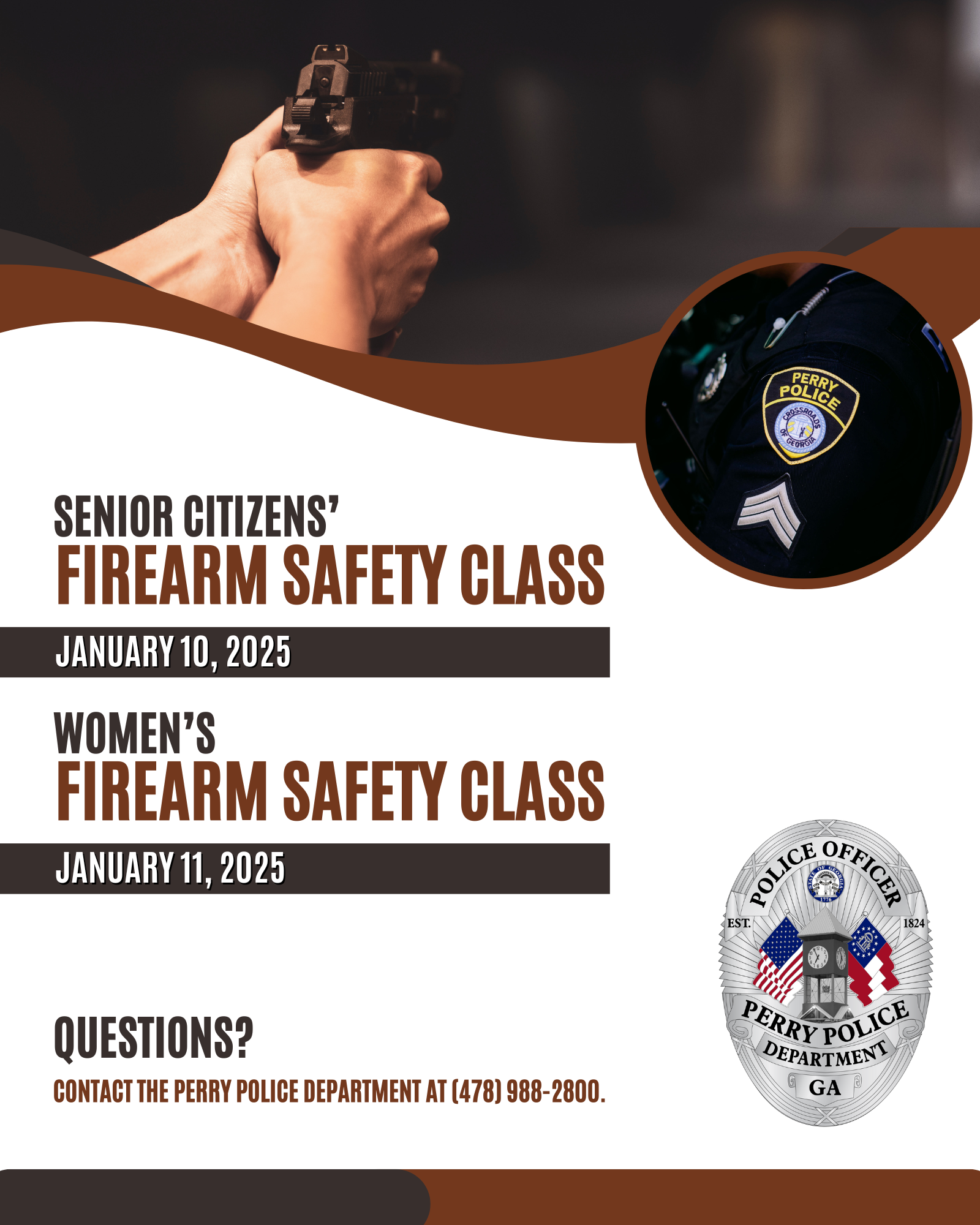 Photo for Perry Police Department to Host Senior Citizens\' Firearm Safety Class and Women\'s Firearm Safety Class in January