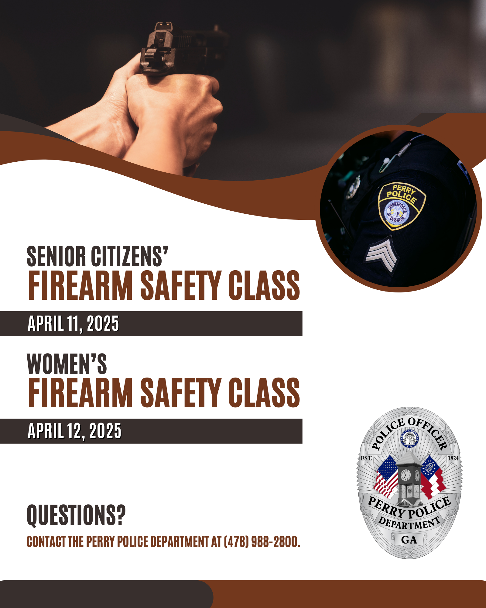 Photo for Perry Police Department to Host Senior Citizens&rsquo; Firearms Safety Class and Women\'s Firearm Safety Class in April