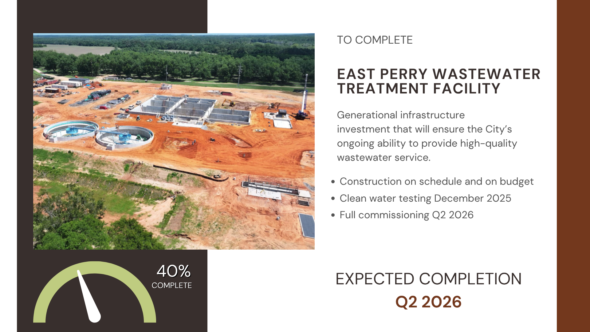 Photo for Wastewater Treatment Facility On Time/Budget