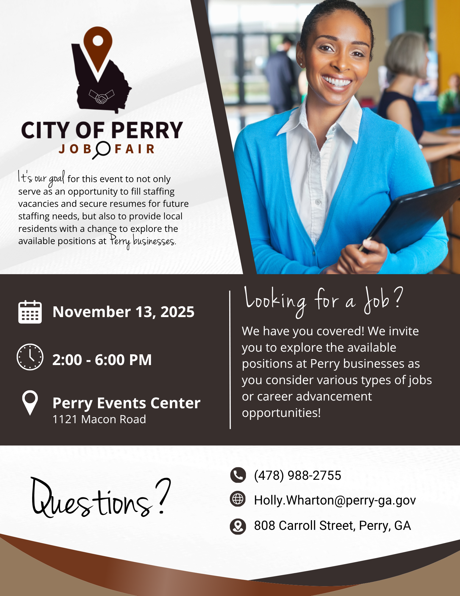 Click to Read City of Perry Hosts Job Fair for Local Job Seekers and Employers Photo for City of Perry Hosts Job Fair for Local Job Seekers and Employers