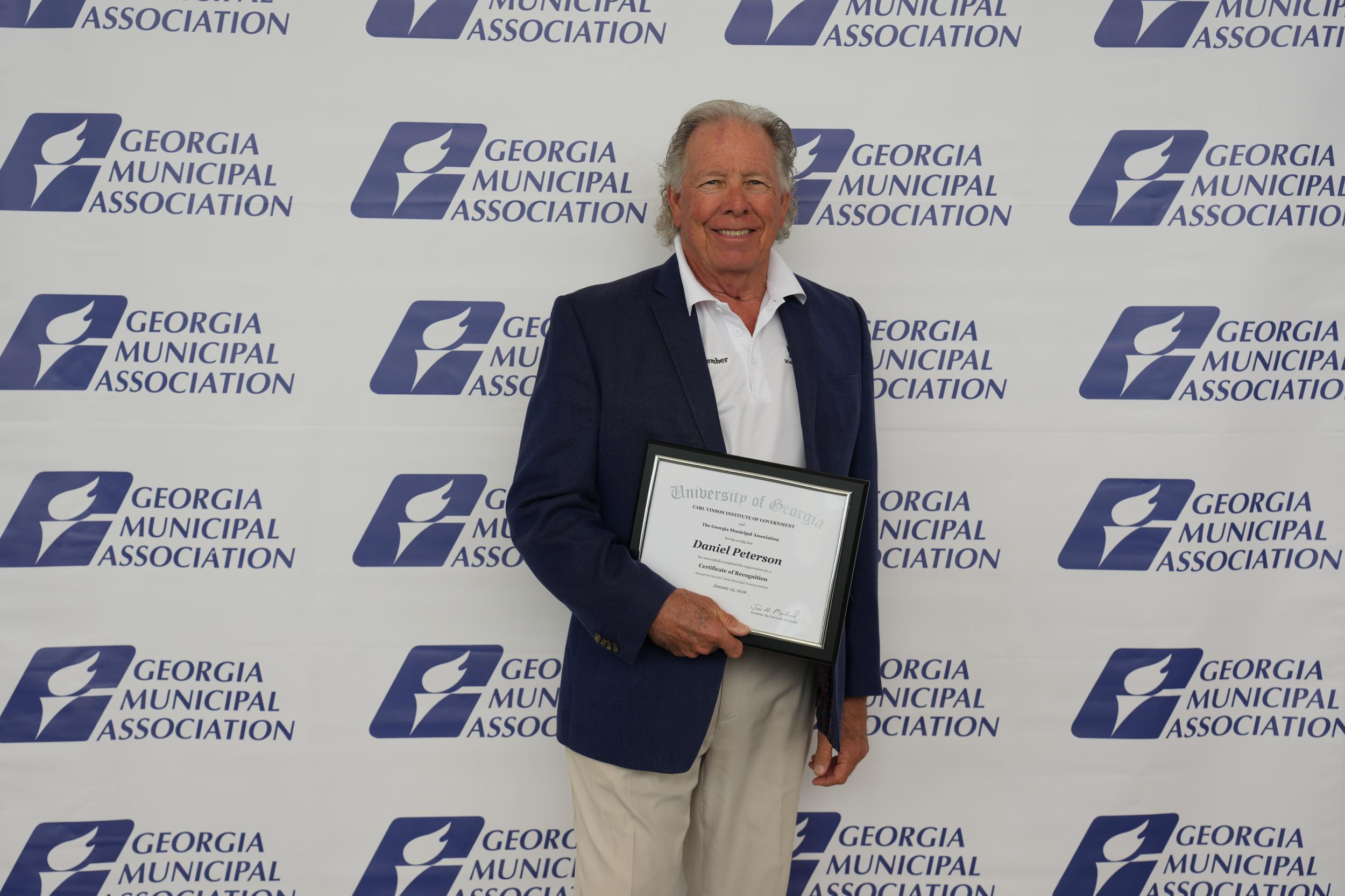 Photo for Council Member Dan Peterson Receives the Harold F. Holtz Municipal Training Institute\'s Certificate of Recognition at the Georgia Municipal Association\'s 2026 Annual Convention in Savannah
