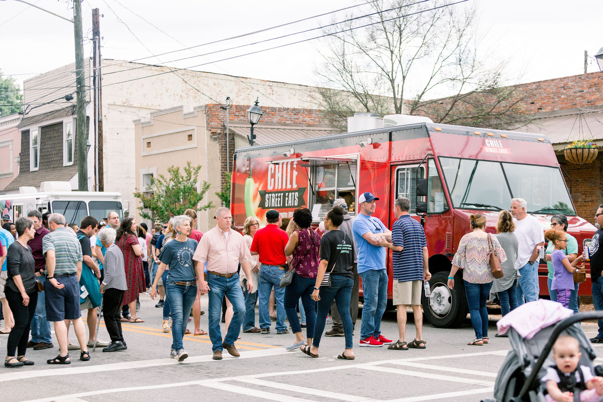 food trucks at an event in Perry